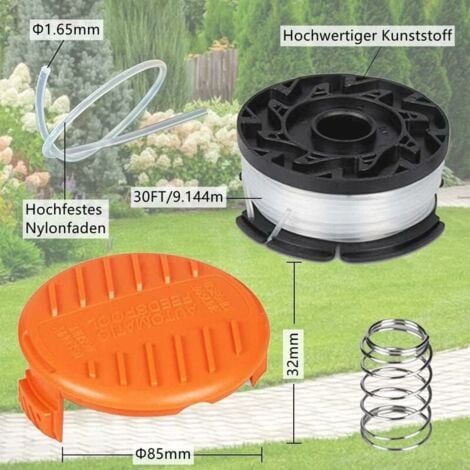 8 Pack Bobine Fil Coupe Bordure Compatible avec Black et Decker Coupe Bordures, Bobine de Fil Debroussailleuse(6 Fil Coupe Bordure,2 Couvercle,2 Ressort)