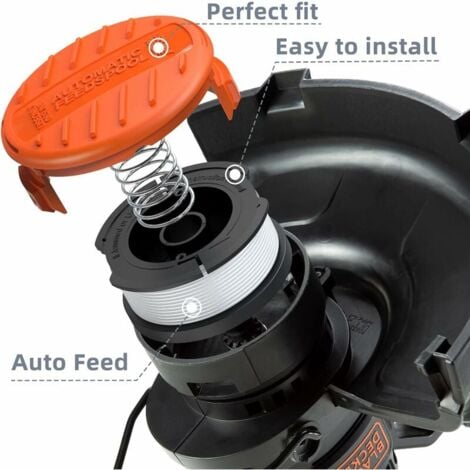 8 Pack Bobine Fil Coupe Bordure Compatible avec Black et Decker Coupe Bordures, Bobine de Fil Debroussailleuse(6 Fil Coupe Bordure,2 Couvercle,2 Ressort)