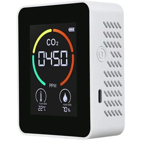 Détecteur de CO2, Détecteur de température et d'humidité, Test de qualité de l'air, Moniteur de dioxyde de carbone,Moniteur de température (1/5)