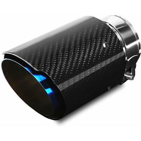 Jusch – Tuyau d'échappement en acier inoxydable et fibre de carbone brillante 89mm – Réduction du bruit – Installation facile – Universel pour voitures