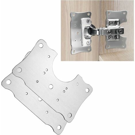 Jusch – Plaque de réparation de charnière d'armoire 2 pièces – Acier robuste – Fixation sécurisée avec vis – Pour meubles en bois