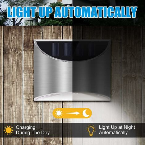 Lampe Solaire Extérieur Puissante Stainless Steel Applique Avec Etanche Led Lumière Lampadaire Eclairage Exterieur de Sécurité Sans Fil Pour Jardin Porche Maison Garage Mur