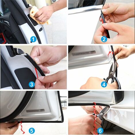 Tunejoy Protection Portière Voiture 5m - Bande De Protection En Caoutchouc U Avec Clip Métal, Anti-Rayures Pour SUV, MPV Et La Plupart Des Voitures