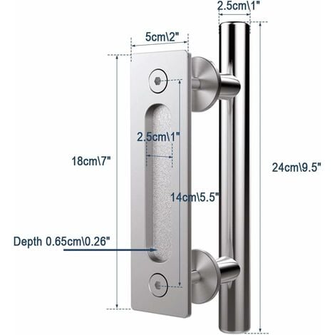 Poignée De Porte Coulissante Ou Battante En Inox - Longueur 30cm, Finition Argent Mat, Pour Intérieur/extérieur