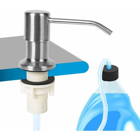 Distributeur de Savon pour évier de Cuisine Pompe de Comptoir en inox brossé avec Tube en Silicone de 47 "