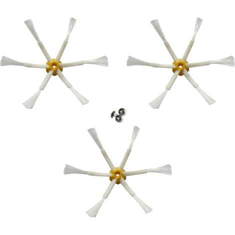 Brosse latérale à 6 bras, compatible avec le kit de pièces de rechange Roomba 500, 600 et 700, paquet de 3 (1/5)