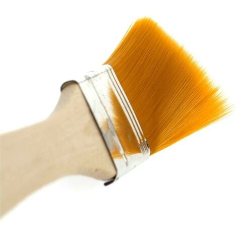 Lot De 5 Pinceaux Plats - Tailles 1", 1,5", 2" - Poils Naturels, Manche Bois - Pour Peinture, Vernis, Colle