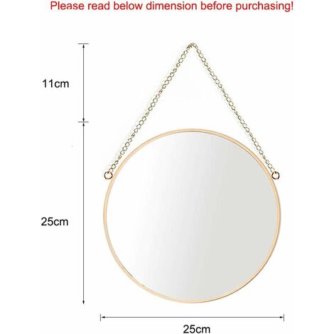 Miroir Suspendu Plafond Rond Lumineux - Décoration Murale Fer 40cm, Parfait Salle De Bain Chambre Salon - 11