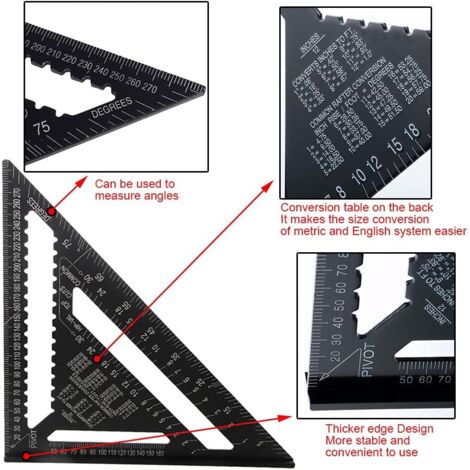 Équerre Triangle Metrique Professionnel Menuiserie Règle d'Angle