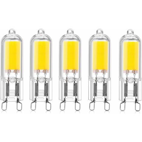 5-pcs 2W G9 Culot Capsules COB LED Ampoule 220V 200 Lumen 10W-20W Ampoule Halogène équivalent pour Lustre Lampe de Bureau Applique Murale Blanc Chaud 3000K [Classe énergétique A++] (1/6)