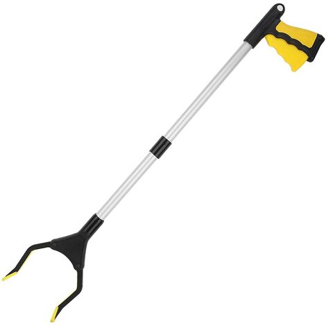 Outils de Ramassage, 32" Pince Extension Pliable, Outil d'aide Handicapé en Aluminium avec Pince Rotative en Caoutchouc, Extension à Bras Long pour Ramasse-Déchets - Jaune