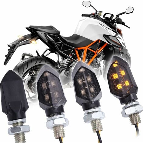 4pcs Mini LED Clignotants Moto Lumières Lampe Étanche Homologué Indicateurs  Avant Arrière Universel 12V Compatible avec