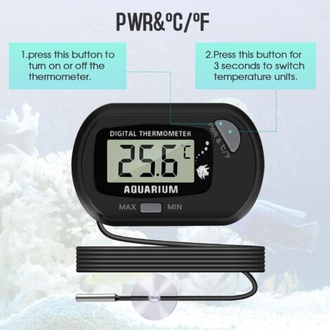 Thermomètre De Piscine/Aquarium Avec Sonde Étanche 3 M - Affichage LED - Alarme - Prise UE - 13