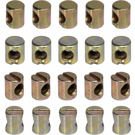 Jusch – Lot de 20 écrous M6 à fente – Acier carbone anticorrosion – Pour assemblage meubles et lits – Dimensions 13mm x 10mm x 5,35mm