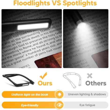 Liseuse Lampe de Lecture de Cou - Rechargeable Lampe Lecture au Lit, 3 Couleurs Liseuse LED Flexible Lampe Tour de Cou pour Livre Tricoter Couture Camping Réparation, Cadeau Femme Homme Lecteur Ado