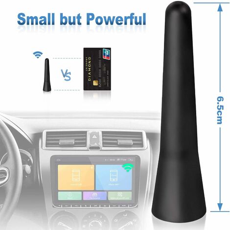 Mini Antenne Voiture 14 Cm – Antenne Radio Toit Universelle – Réception FM/AM Puissante – Design Court Bleu Aluminium