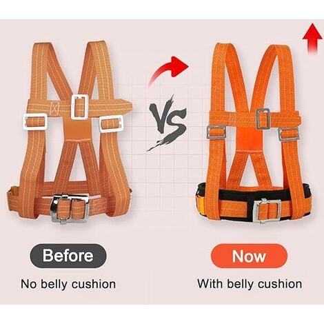 Harnais de Sécurité avec Longe, Harnais Anti Chute, Baudrier Escalade, avec Support Ventral Epaissi, Portante 100 kg, pour Le Travail Aérien, Escalade, Les Hommes (Grande Boucle 1,6 m)