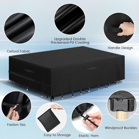 OUZUIU Housse De Table De Jardin 300x120x85cm/LxWxH 420D Imperméable En