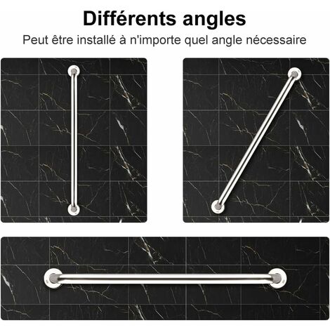 Barre d'Appui Dans Salle de Bain, 60 cm Barre d'Appui en Acier Inoxydable 304 Poignée de Sécurité Équilibre dans Chrome pour Douche Toilette Cuisine Chambre, Vis Dissimulée Fixé au Mur