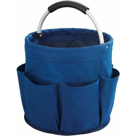 Paniers ménage, Sac de pansage pour équitation, Idéal pour ranger outils ou brosses, 6 poches extérieures, Bleu Diam28cmX H26.5cm (1/4)