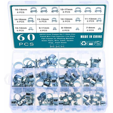 Lot de 60 colliers de serrage en silicone galvanisé pour tuyau de carburant (1/5)