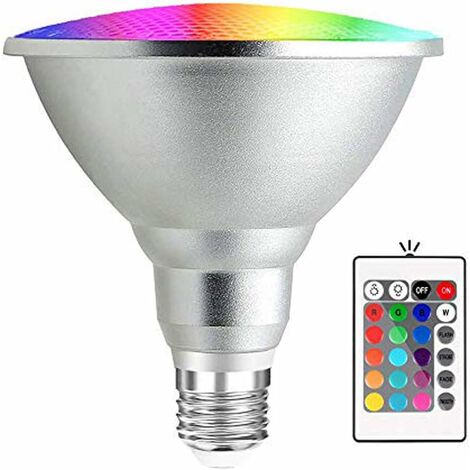 20 W Ampoule LED RGB E27 Par38 étanche avec télécommande IR 24 touches (RGB  et blanc
