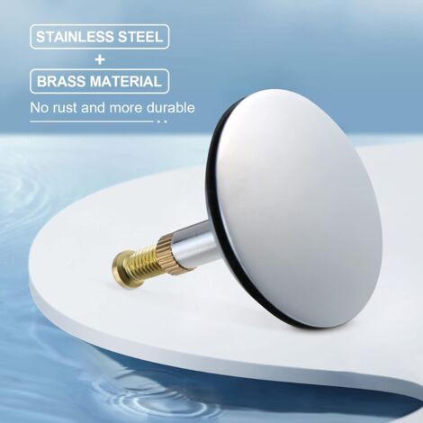 Bouchon de Baignoire Universel Ø 43 mm, Bouchon de vidange en Laiton avec Surface chromée, antirouille, pour Le Drainage habituel de la Baignoire, Hauteur réglable 50-55 mm
