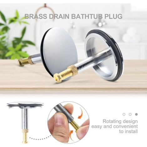 Bouchon de Baignoire Universel Ø 43 mm, Bouchon de vidange en Laiton avec Surface chromée, antirouille, pour Le Drainage habituel de la Baignoire, Hauteur réglable 50-55 mm