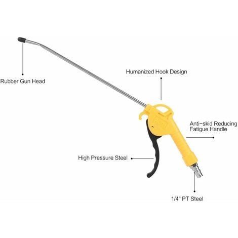Pistolet à Air Comprimé d'Enlève la Poussière Pistolet À Souffler/Soufflette Compresseur en Alliage d'Aluminium et Plastique avec Un Joint (Jaune 1)