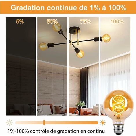 Ampoule LED E27, Ampoule E27 Vintage Dimmable 4W G80 Ampoule LED E27 Blanc Chaud 2200K 260LM Edison Décorative Rétro Ampoule Vintage Antique Lampe Equivalent à Incandescente 40W, Lot de 4