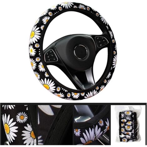 Housse Volant Voiture Vintage Hippie Floral - Protection Antidérapante Universelle 38cm Pour Femmes Et Hommes
