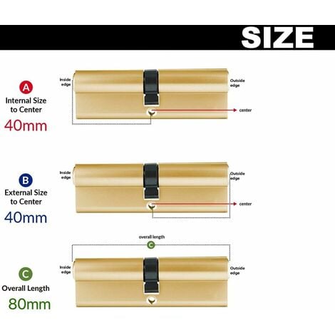 Cylindre de Serrure 40/40 (80mm), HOMEK Serrure à Doublé Cylindre Porte Cylindre Européen avec 8 Clés, Finition en Laiton, Serrure de Porte Antichoc Anti-Perçage Anti-Pique