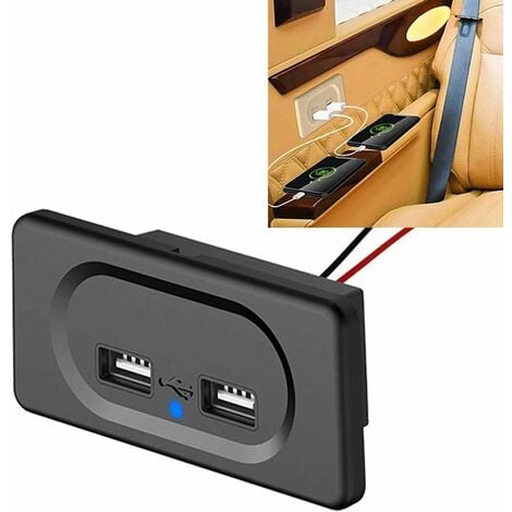 Prise Double Chargeur USB, 12V-24V 3.1A Panneau de Commande du Chargeur de Voiture Prise de Charge Etanche pour Voiture Camion Moto Marine Camping-car SUV