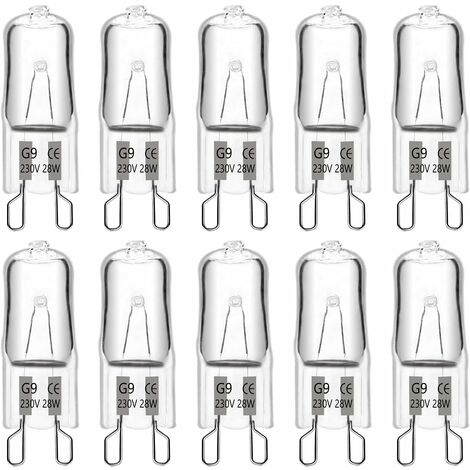 Osqi – Ampoule halogène G9 28W 230V – 370 lumens blanc chaud 2700K dimmable – Angle d'éclairage 360° – Lot de 10 ampoules capsule - 370LM (1/6)