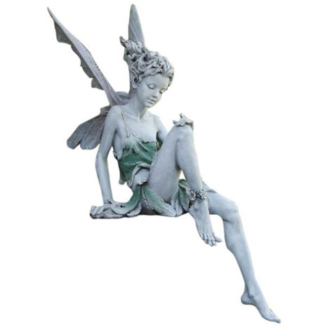 Statue de fée Assise, Ornement de Jardin en résine Artisanat aménagement paysager décoration de Cour Parfaite Vacances/Cadeau d'anniversaire（）
