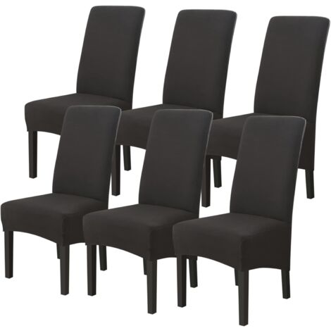 Housses de Chaises 6 pièces Grand Taille Noir,Housses pour Chaises de Salle a Manger Universelle, Couverture Couvre de Chaise Salon Moderne pour Mariage Reunion (1/5)