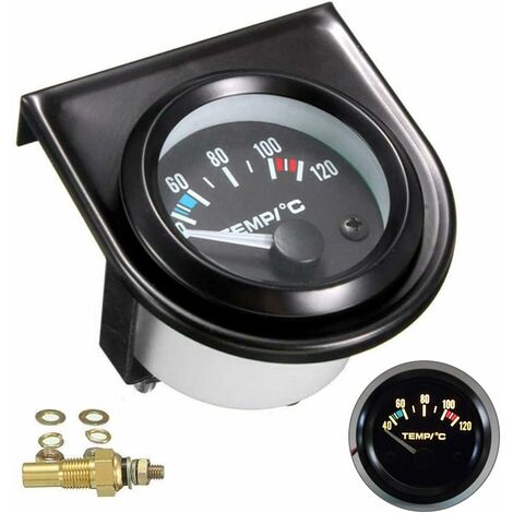 Kit de jauge de température de l'eau pour voiture Noir LED Universel Manomètre de température de l'eau de voiture Cadrans de 101,6 à 120°(Diamètre 52mm)