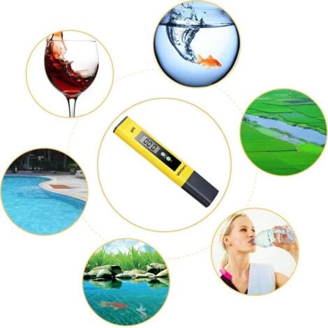 Testeur de Ph Professionnel, Fonction D'étalonnage Automatique et 0,00-14,00 Gamme de Mesure pour l’Eau Portable Aquarium Hydroponie Piscine Plage de Mesure