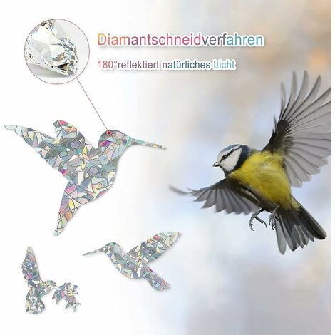 Autocollants Anti-collision Pour Oiseaux - Lot De 6 Stickers électrostatiques Colorés (colibris) - Pour Fenêtres, Portes