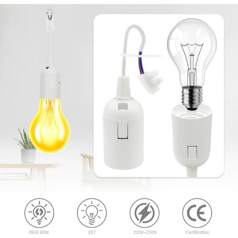 Lot De 20 Douilles E27 Avec Câble Et Testeur De Phase – Supports Ampoules Suspendues, Douilles De Chantier Blances, Idéales Rénovation Et DIY Luminaire