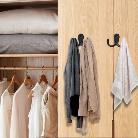 Lot De 2 Patères, Gris, Patères Murales Avec 5 Crochets, Crochets De Porte Pour Salle De Bain Cuisine Chambre Salon 94228181