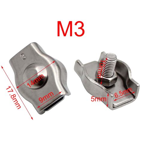Serre-Câbles en Acier Inoxydable pour Câbles de 1 à 2MM,Pinces à Câble en Acier Inoxydable,Clips de Câble Métallique Pince de Corde de Câble,Attaches pour Câbles Métallique pour Corde à Linge