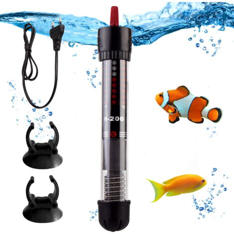 Chauffage d'aquarium - Thermostat réglable - Avec 2 ventouses - Chauffage d'aquarium pour réservoirs de poisson et aquarium (60L 50W)