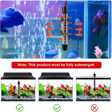 Chauffage D’aquarium 100W Vertical – Thermostat Intégré, Ventouses, Pour Eau Douce Et Salée - 9