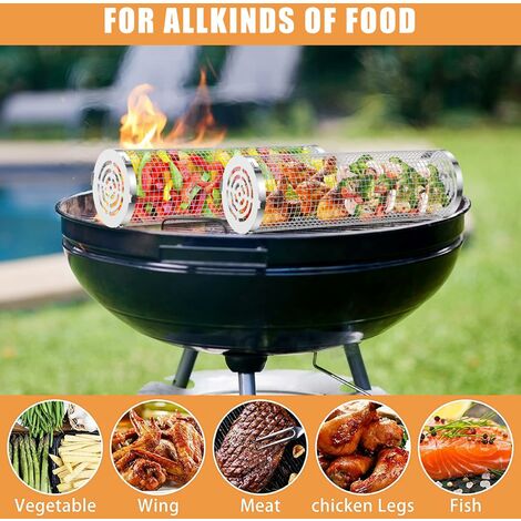 Panier BBQ Inox Anti-Adhésif Extra Large – Cuisson Légumes & Grillades Saines Sans Graisse – Poignée Confortable