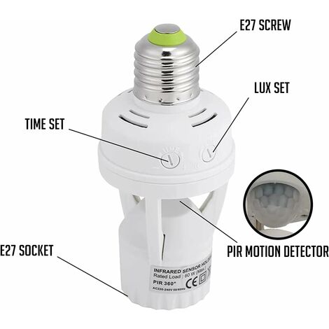 Achat Douille de Lampe E27 à Détecteur de Mouvement, Accessoires pour  ampoules
