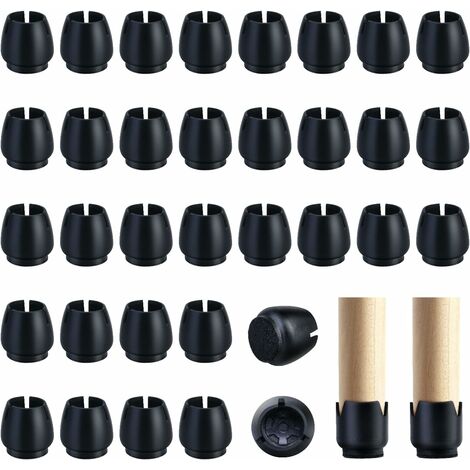Protège-pieds De Chaise En Silicone Noir – Lot De 16, Anti-rayures Pour Sols Et Meubles