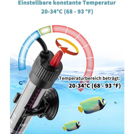 Chauffage Aquarium Réglable 120L 100 W Résistance Aquarium avec Thermostat 20-34 °C pour Réservoirs à Poissons et Aquarium