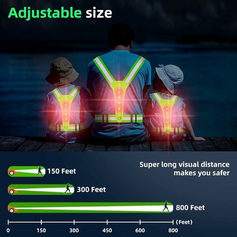 Gilet de sécurité LED, Gilet réfléchissant pour vélo Gilet de sécurité de Course à Pied pour Hommes et Femmes