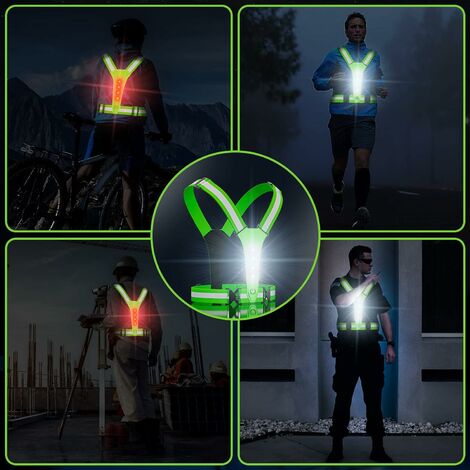 Gilet de sécurité LED, Gilet réfléchissant pour vélo Gilet de sécurité de Course à Pied pour Hommes et Femmes